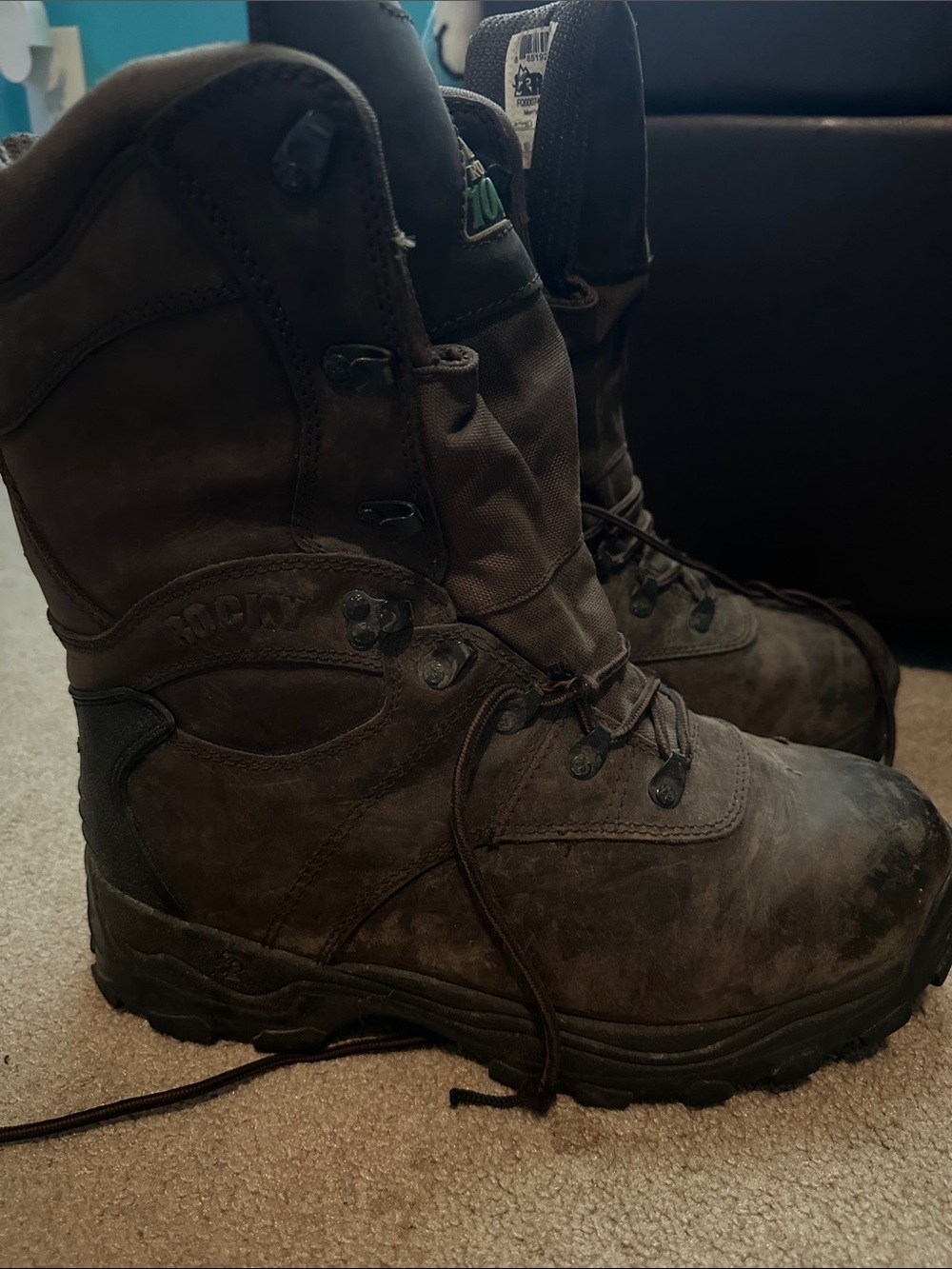 Rocky Men's Dark Brown Lace-Up Waterproof Work Boots
